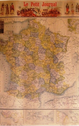 LE PETIT JOURNAL MAP OF FRANCE AND COLONIES